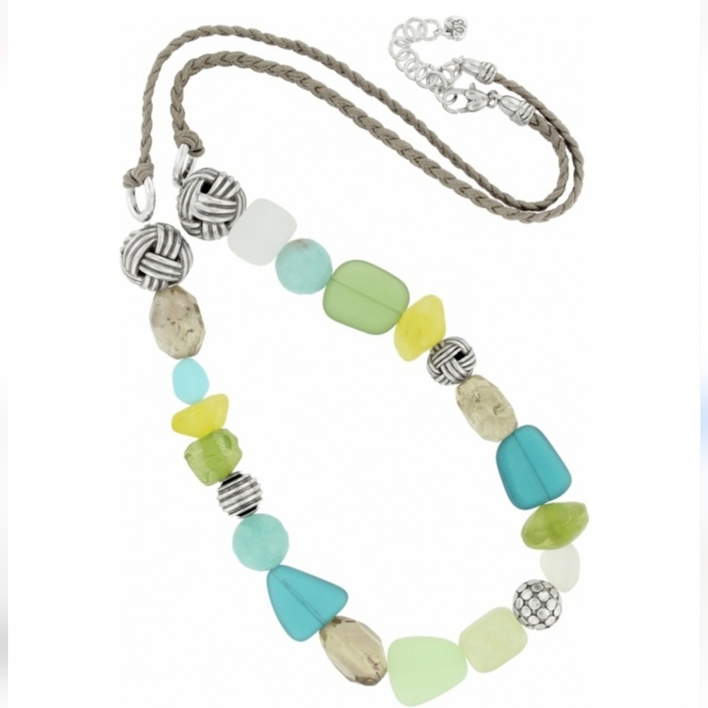 Brighton Sea Candy Large Beaded Corded Retired Silver‎ Necklace